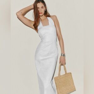 Reformation Bessi Halter Midi Dress White
